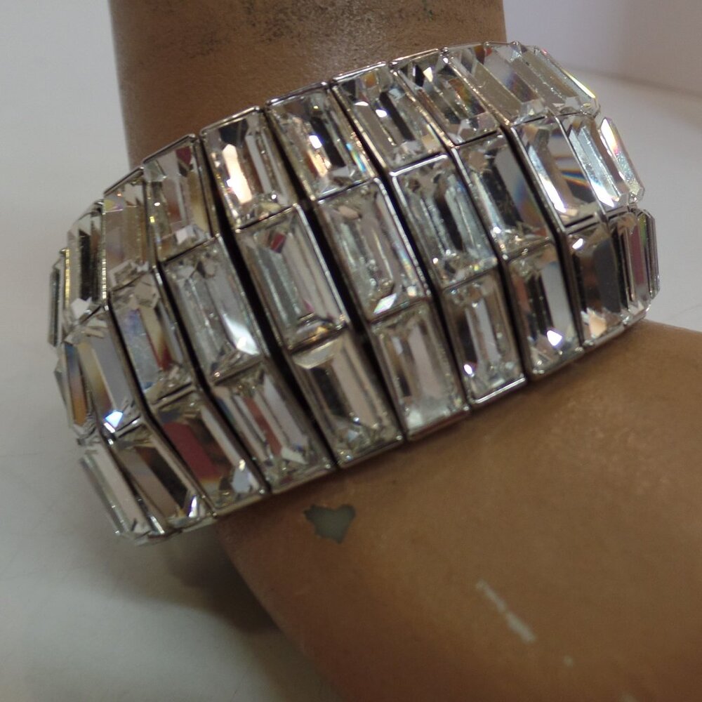 Sparkling Bold Elastic Bracelet Apx 1.5" Wide & Suited for 7" Wrist or Smaller